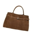 thumbnail image 2 of Bolso de mano de gamuza para mujer, bolso estilo hobo, bolso de mano de moda con asa superior para viajes al aire libre Marrón, 2 of 9