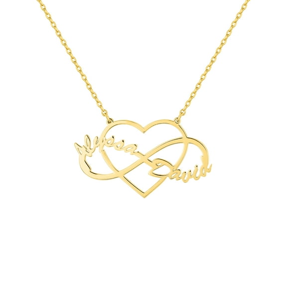 Personalized Planet Women's Sterling Silver Couples Infinity Heart Pendant