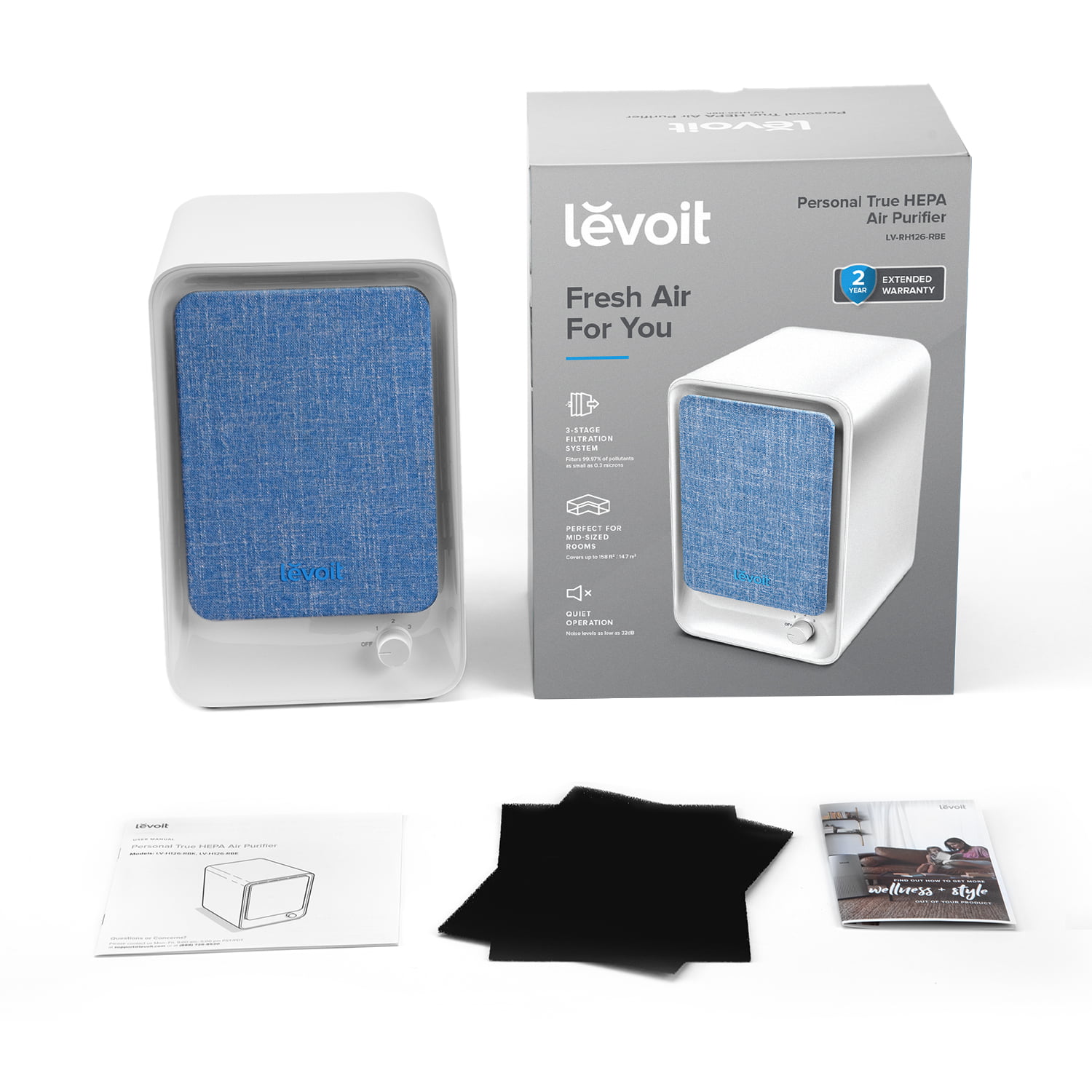  LEVOIT LV-H126 Air Purifier Replacement Filter, HEPA Filter,  High-Efficiency Activated Carbon Filter, 3 Extra Pre-Filters, LV-H126-RF,Black  : Home & Kitchen