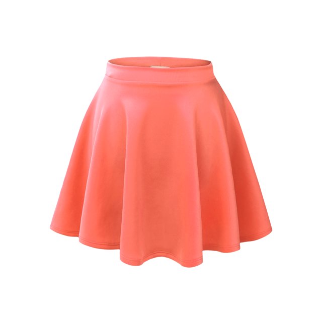 MBJ WB211 Womens Basic Versatile Stretchy Flared Skater Skirt S NEON ...