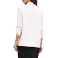 thumbnail image 3 of Blazer de oficina inspirador CHIC para mujer, con cuello chal, mangas 3/4 arrugadas, blazer de traje elegante, color crema blanco, 3 of 6