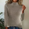 thumbnail image 2 of Holzkary Women's Mock Neck Top Sweater Lightweight Long Sleeve Soft Knit Pullover Tops Plain Crew Neck Thin Jumper Soft Knit Sweater Elegant Warm Winter Sweater Wool Pullover Women Brown M, 2 of 4