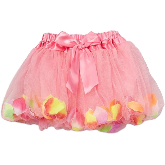 Wenchoice Girl's Pink & Yellow Petal Bubble Tutu - L(5T-6T)