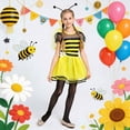 thumbnail image 4 of NAFUU Baby Girls Dress Short Sleeve Square Collar Bee Fairy Play Pretend Outfit Performance Party Dresses For Girls Sizes 7-8 Years, 4 of 9