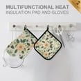 thumbnail image 4 of Yayeee Oven Mitts and Pot Holder Set of 4 Heat Resistant Kitchen Gloves Baking Hot Pad, Floral Design, 4 of 5