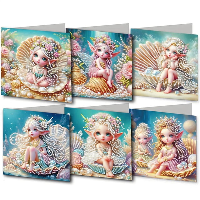 6 Cartes de Noël, Kit de Cartes de Vœux en Strass, KEPPETI K9A8