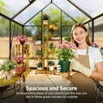 thumbnail image 3 of Sylviera 6x4ft Outdoor Walk-in Greenhouse with Thermometer Hygrometer, Heavy-Duty Polycarbonate Green House with Reinforced Aluminum Frame for Garden, Backyard, and Winter Planting, 3 of 9