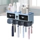 thumbnail image 5 of Estante de almacenamiento que ahorra espacio para el baño, soporte para cepillos de dientes y enjuague bucal de pared de 4 tazas, color azul, 5 of 8