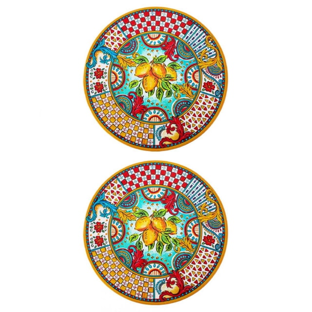 Juego 2 Platos Galerias El Triunfo De Melamina Diseño Limones 35.5cm