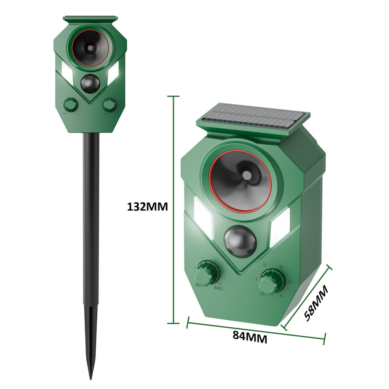 Solar Powered Animal Repeller with Motion Sensor, Ultrasonic Pest Deterrent & Flashing Lights for Outdoor Garden and Yard