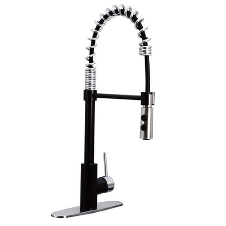 Westbrass KS18A-1220 21 Commercial Style Kitchen Faucet with Dual Function Open Coil Pull Down Sprayer and 1-Lever Handle Oil Rubbed Bronze/Stainless Steel