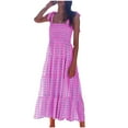 thumbnail image 2 of Fnooota Womens Maxi Dresses, Suspenders Print Square Neck Sleeveless Summer Dress Pink Size S, 2 of 6