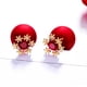thumbnail image 5 of 1 par de pendientes con forma de flor de nieve y bolas rojas de diamante para mujer, ideales como regalo de boda o compromiso (rojos)., 5 of 5