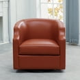 thumbnail image 3 of Comfort Pointe Caramel Top Grain Leather Swivel Glider Barrel Chair, 3 of 10
