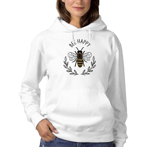 Bee Happy Nature Garland Hoodie Women -Image by Shutterstock, Female Large