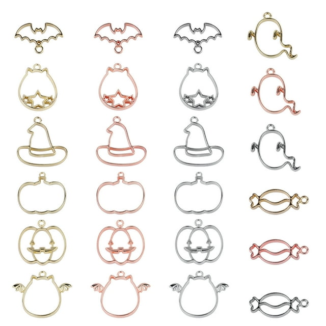 MasteelfCA 24pcs Halloween Epoxy Model Pendant Charms DIY Crafts Mold for Necklace Bracelet