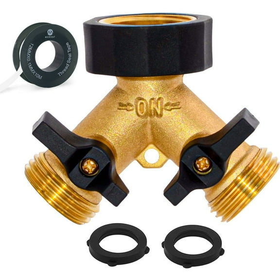 Morvat Heavy Duty Brass & Rubber 2 Way Garden Hose Y Splitter