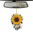 thumbnail image 5 of ZenCart Sunflower Car Hanging Ornament Cute Retro Sunflower Car Interior Decoration Multi-Functional Car Rear View Mirror Charm Keychain, 5 of 8