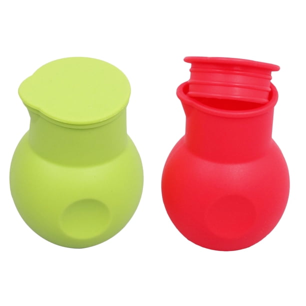 2 ollas de silicona para derretir chocolate, mantequilla, leche y salsa para microondas (rojas y verdes).