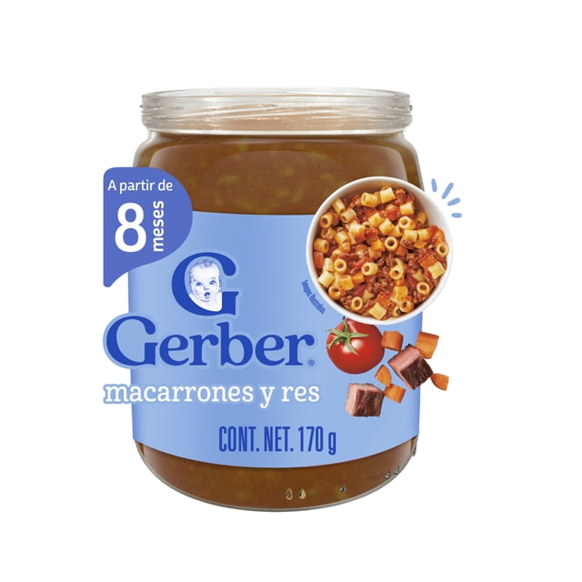 Papilla Gerber Gerber etapa sabor macarrones con zanahoria y res 170 g