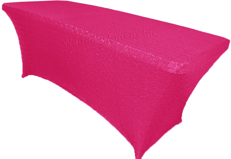 Wedding Linens Inc. 6 Ft Sequin Rectangular Spandex Stretch Elastic