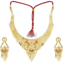 South Indian Bollywood Gold Plated Necklace Set with Matching Earrings – Traditional & Trendy Jewelry for All Occasions