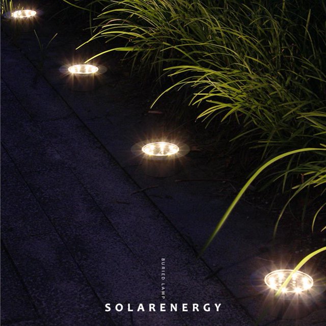 Lámpara enterrada de jardín impermeable con luz solar subterránea de 8 LED (luz cálida)