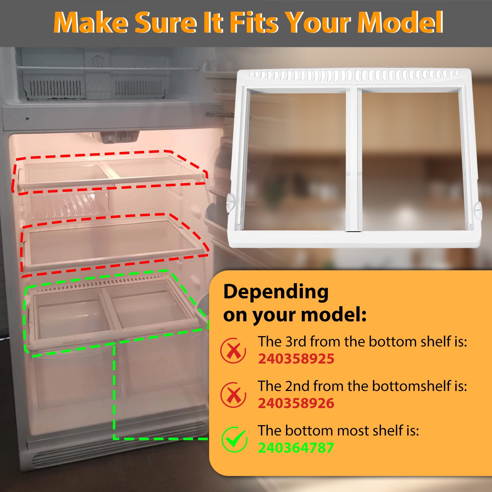 Kojem 240364787 Crisper Drawer Cover Frame for Frigidaire Refrigerator
