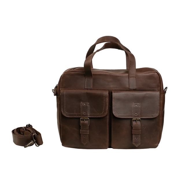 PORTAFOLIO MALETÍN CON DOS BOLSAS TONO CAFÉ OBSCURO