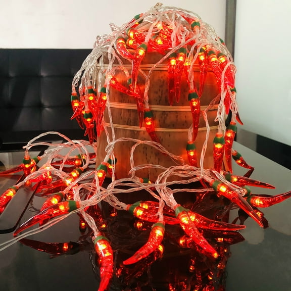 Hot Red Chili String Lights,Battery-Operated Bedroom,Wedding,Christmas Little Pepper Night Lights,9.8FT 20 LEDs