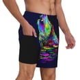 thumbnail image 3 of Goofa Howling Wolf Printed Men's Swim Trunks Board Shorts Quick Dry Mens Swimming Trunks with Compression Liner,Breathable Fit Hawaii Beach Shorts-3X-Large, 3 of 9