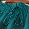 thumbnail image 3 of MORTTIC Plus Size Women's Solid Color Wide Leg Pants - Elastic Drawstring Waist Flowy for Spring/Summer Dark cyan，4XL, 3 of 5