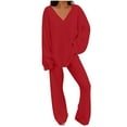 thumbnail image 2 of Aloohaidyvio women robes under $15.00,Womens Loungewear Sets Long Sleeve Solid Color Tops With High Waist Pants Two Piece Pajama,Pajama under $5, 2 of 6