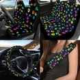thumbnail image 2 of Uorisanigo Colorful Dog Paws 10 Pieces Car Accessories Set Soft Elastic Automotive Seat Cover and Steering Wheel Cover and Seat Belt Cover and Water Cup Coaster Keychains Fit for Car SUV, 2 of 7