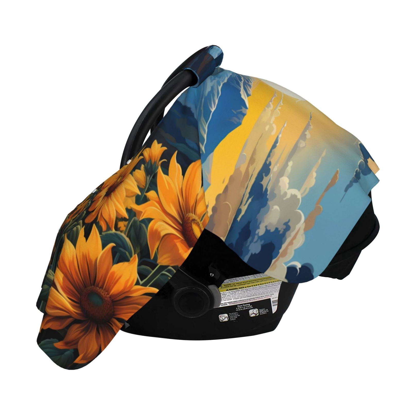 Naloa Elegant Sunset Sunflower Baby Car Seat Cover, Breathable Baby Carrier Cover, Multiuse Baby Carrier Cover & Nursing Breastfeeding Cover