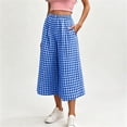 thumbnail image 6 of Horkkom Wide Leg Pants Woman Elastic Waist Plaid Pants Casual Loose Pleated Pants with Pockets M, 6 of 7