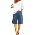 thumbnail image 5 of FUNUONY Hot Sale!! Bermuda Shorts for Women Wide Leg Linen Knee Length Summer Casual Long Shorts Loose High Waisted Short With Pockets Loose Fit Elastic Waist Knee Length Cosy Casual Beach Shorts, 5 of 7
