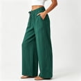 thumbnail image 4 of Khunlpohl Cotton Linen Pants for Womens Wide Legs Elastic Waist Palazzo Casual Pant Tied Loose Trendy Trousers with Pockets, 4 of 7