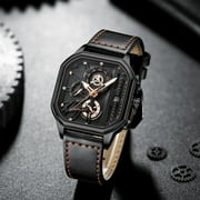 Crrju Men Watch Top Brand Luxury Military Leather Square Clock Quartz Business Sport Wristwatch Relogio Masculino - Quartz Wristwatches