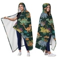thumbnail image 2 of Wearable Blanket,DarkGreen Cartoon Dinosaurs Jungle Pattern Hooded Wearable Flannel Blanket for Adults & Teens,Winter Poncho Shawl Wrap Cape Cozy Anti-Pill,60"x80", 2 of 3