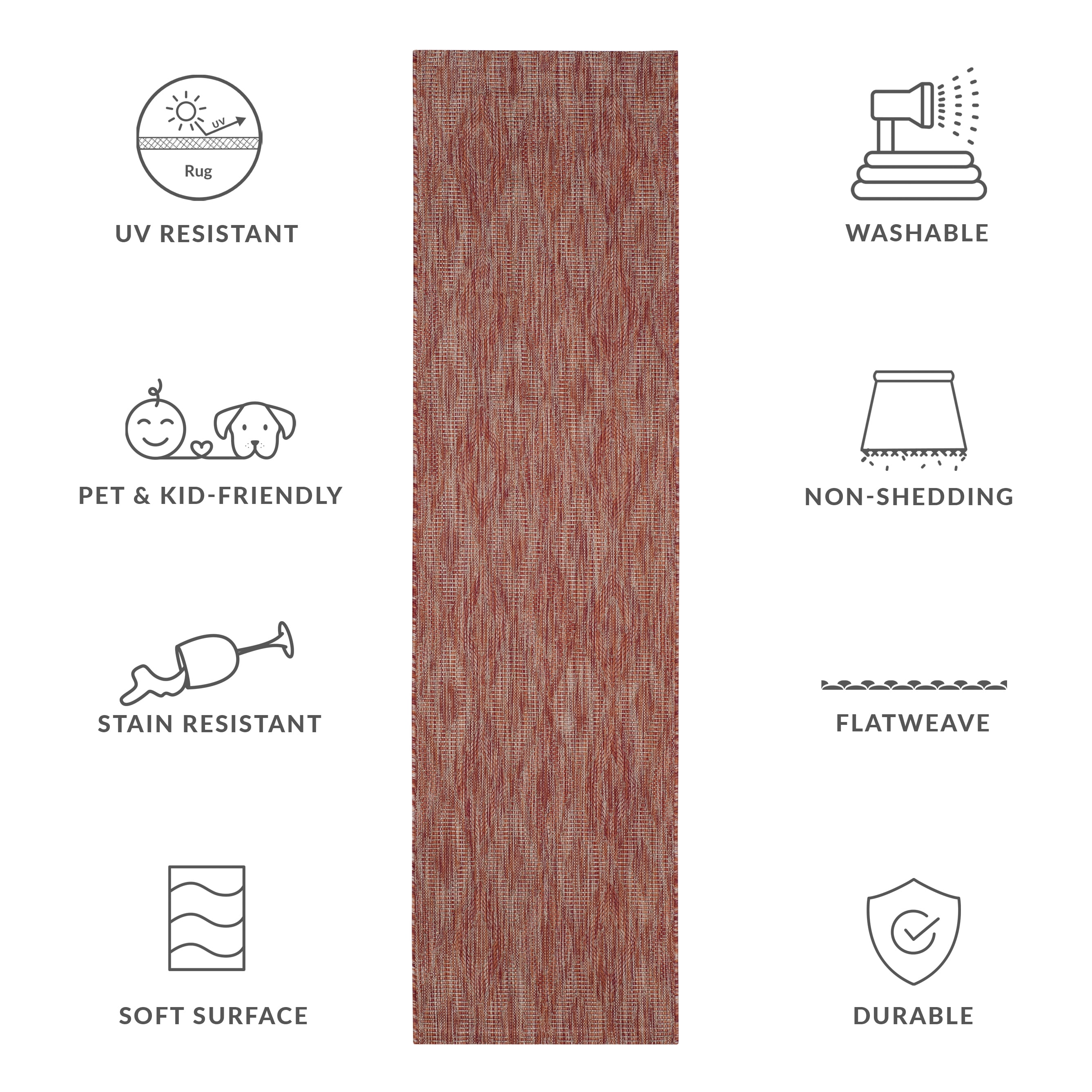 Safavieh Courtyard Teodor Geometric Indoor/Outdoor Runner Rug, Red, 2'3" x 10'
