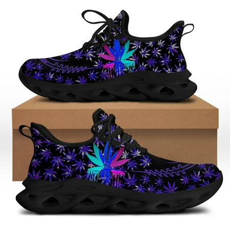 

3D Weed Leaves Printing Women Platform Shoes Lightweight Lace up Mesh Sneakers Casual Lace up Sport Shoes Zapatos