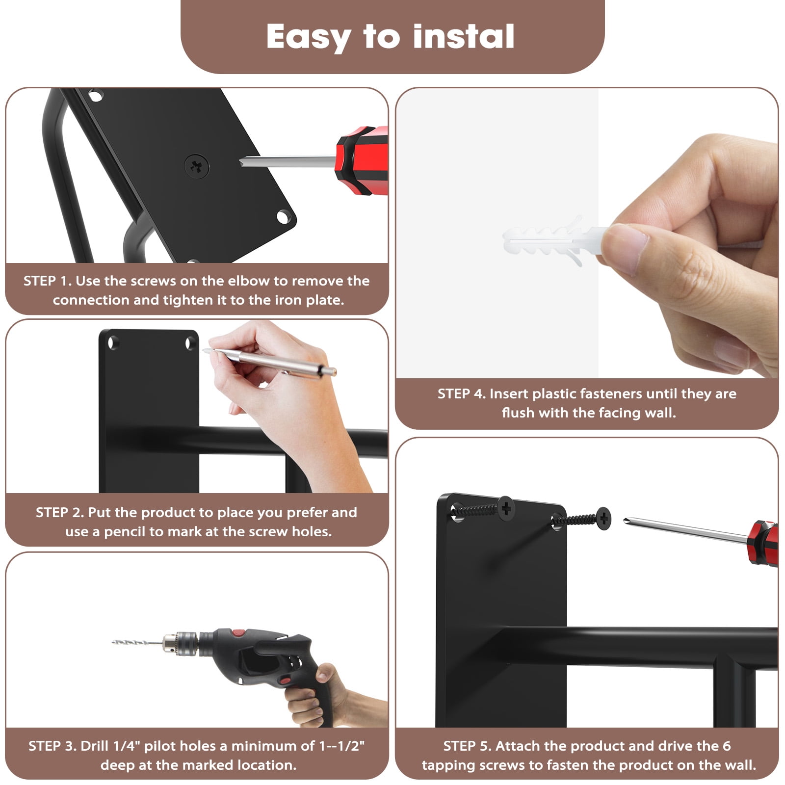 Wall Mounted Handrail for Outdoor Steps, Standing Grab Bar Stair Handrail,(28.7")