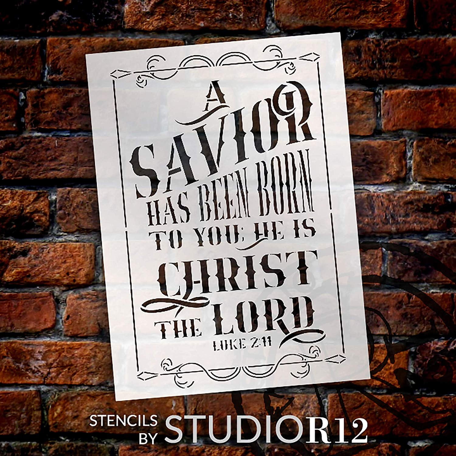 A Savior Has Been Born Stencil by StudioR12 Christian Bible Verse Luke