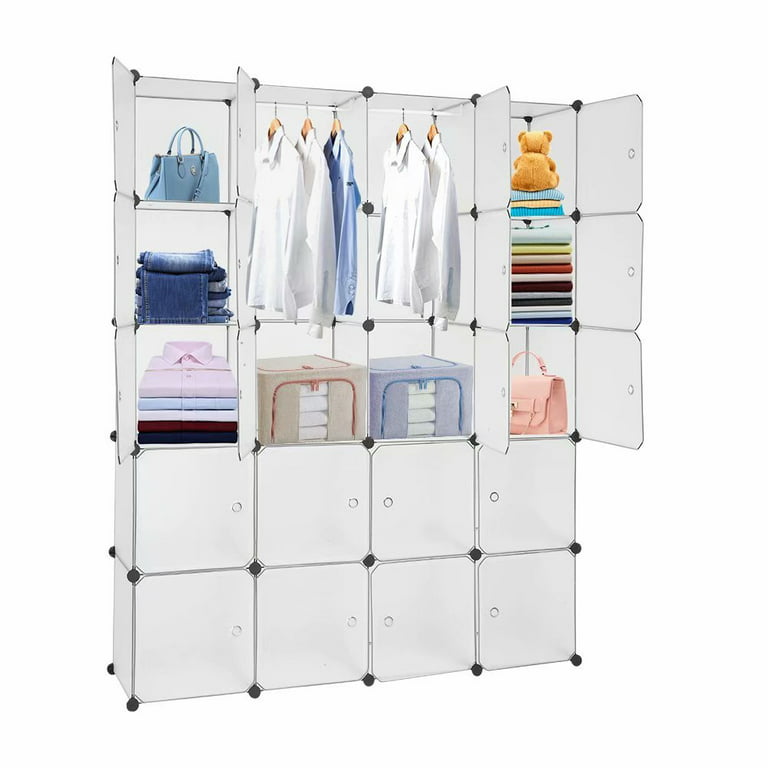 Hassch Plastic Modular Closet Cabinet 20-Cube Clothes Storage