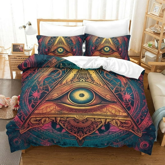 Fashion Bedroom Decor The Eye of God Printed Duvet Cover Pillowcase Adult Stylish Bedspreads,California King (98"x104")