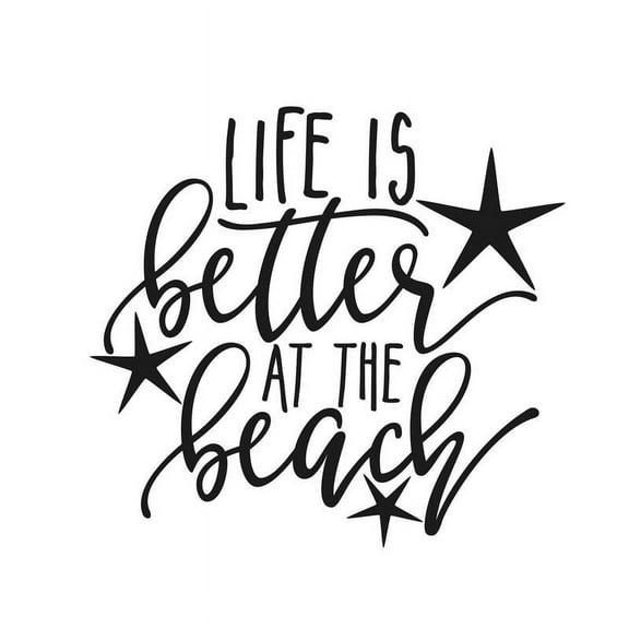 Life Is Better At The Beach Decal Sticker | 5.5-Inches By 5.1-Inches | Black Vinyl