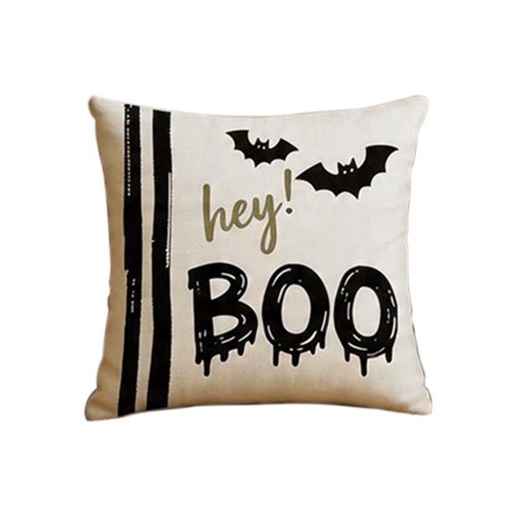 Halloween Pillow Covers, 18x18 Inch Halloween Decoration Indoor Outdoor Throw Pillow Covers, Cute Spooky Ghost Linen Cushion Case for Home Sofa Couch Bedroom Chair
