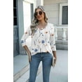 thumbnail image 5 of Zeagoo Women's 3/4 Sleeve V Neck Shirts Casual Basic Floral Blouses Fashion Business Work Tunic Tops, 5 of 6