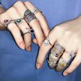 thumbnail image 3 of 3 Tone Gold Plated Stackable Skinny CZ Women Engagement Ring Set Fashion Jewelry, 3 of 9